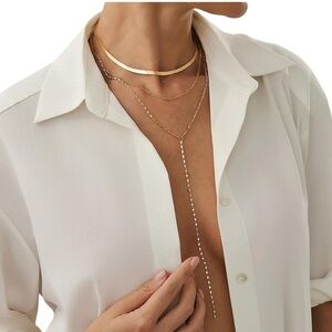 Anthropologie Gold Layered Herringbone Necklace